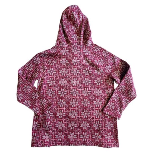 Talbots T by Talbots Nordic Pink Snowflakes Fleece Sweater Size L - Picture 2 of 9